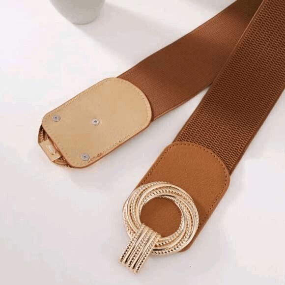 2/$21 Ladies Elegant Double Round Stretch Belt (29.5 Inches) - Picture 3 of 5